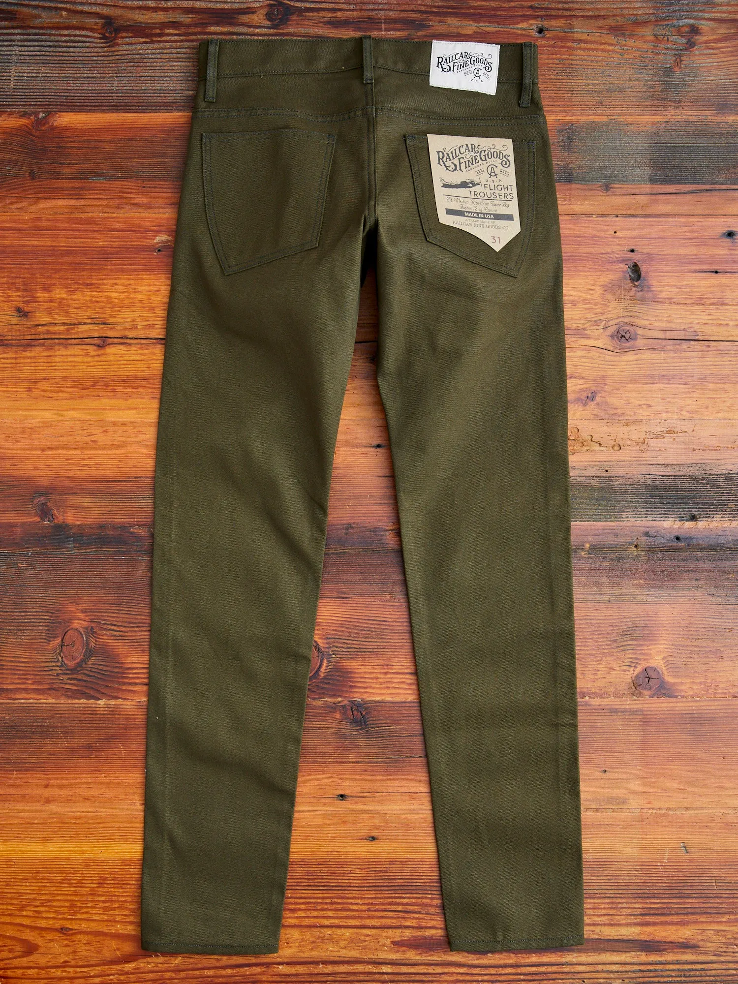 12oz Canvas Flight Trouser in Seaweed Green