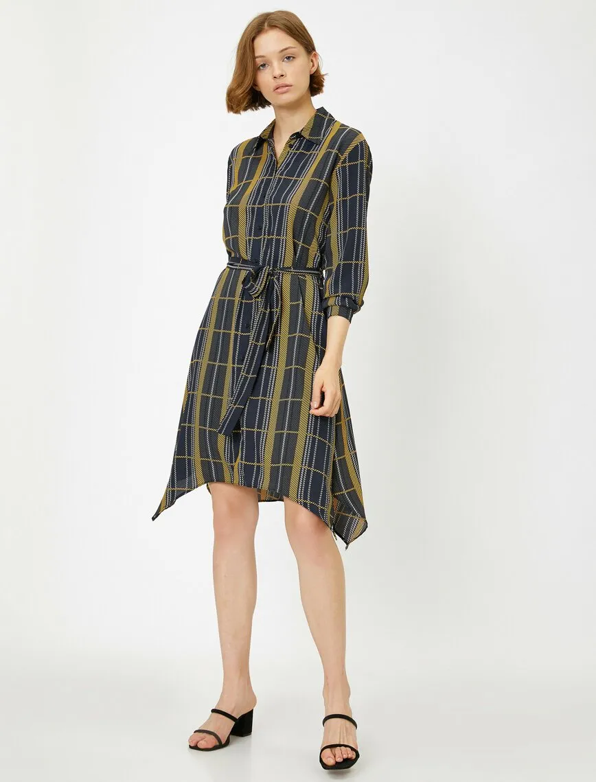 15112 Multi Colour Asymmetric Shirt Dress