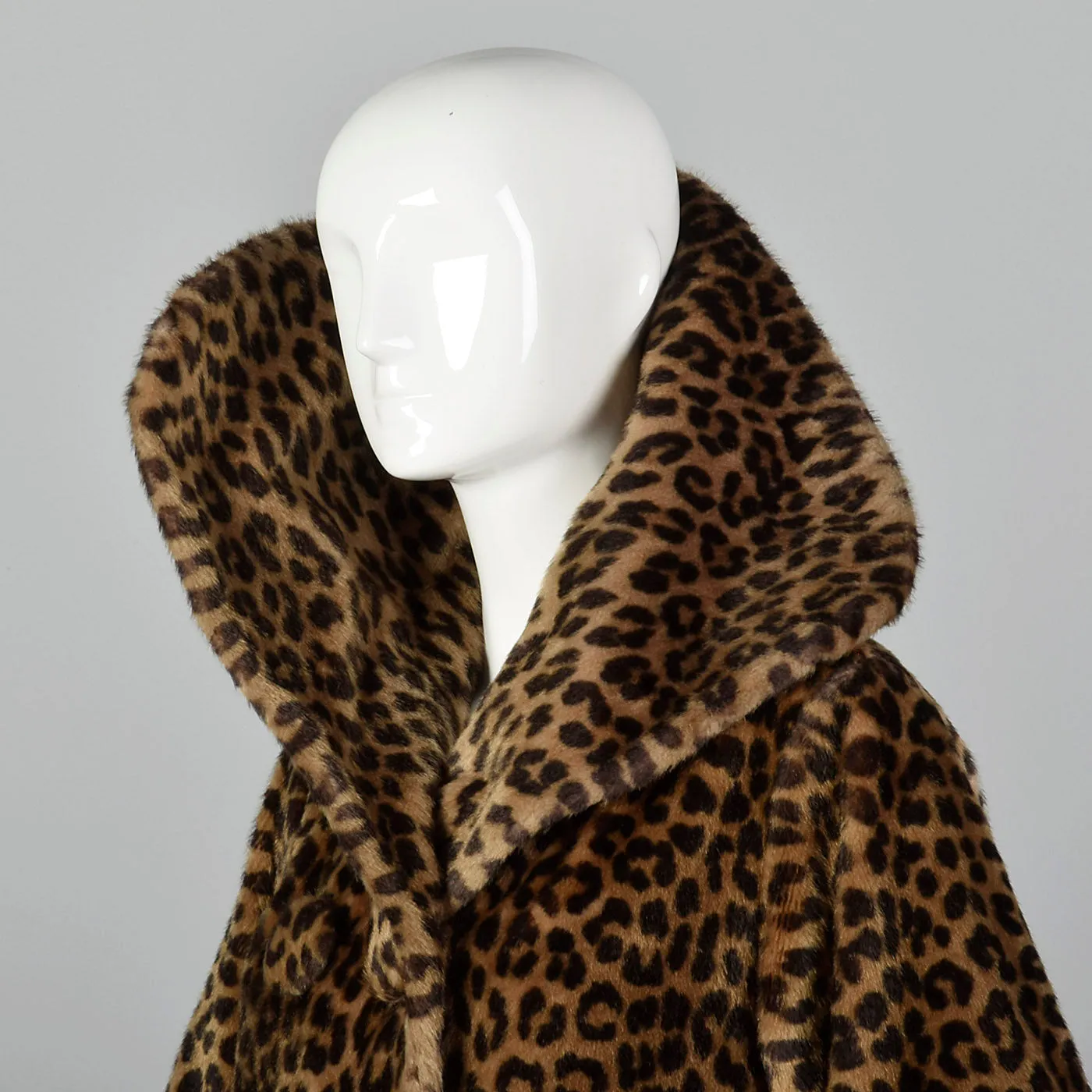 1950s Faux Fur Leopard Print Swing Coat