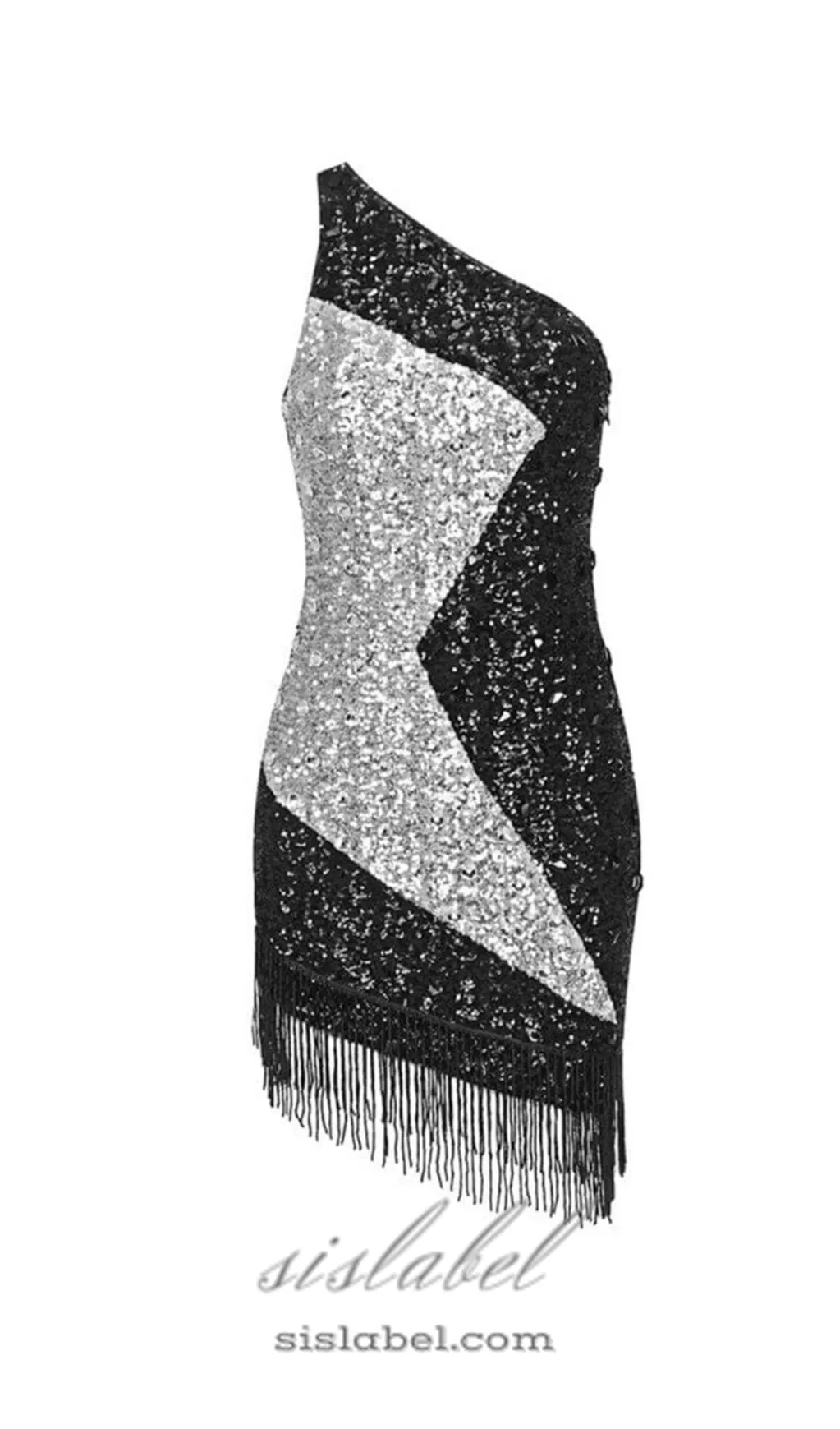 AGLAIA ONE SHOULDER SEQUIN DRESS