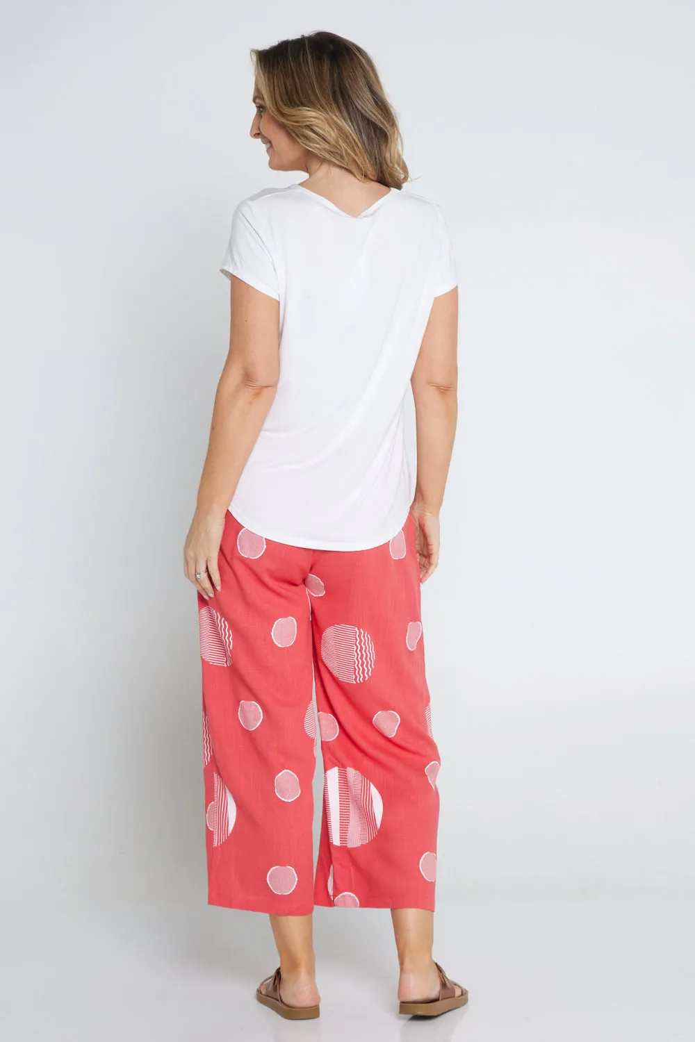 Aiko Linen Pants - Coral Spot