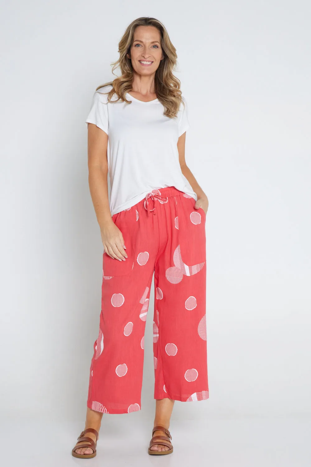 Aiko Linen Pants - Coral Spot