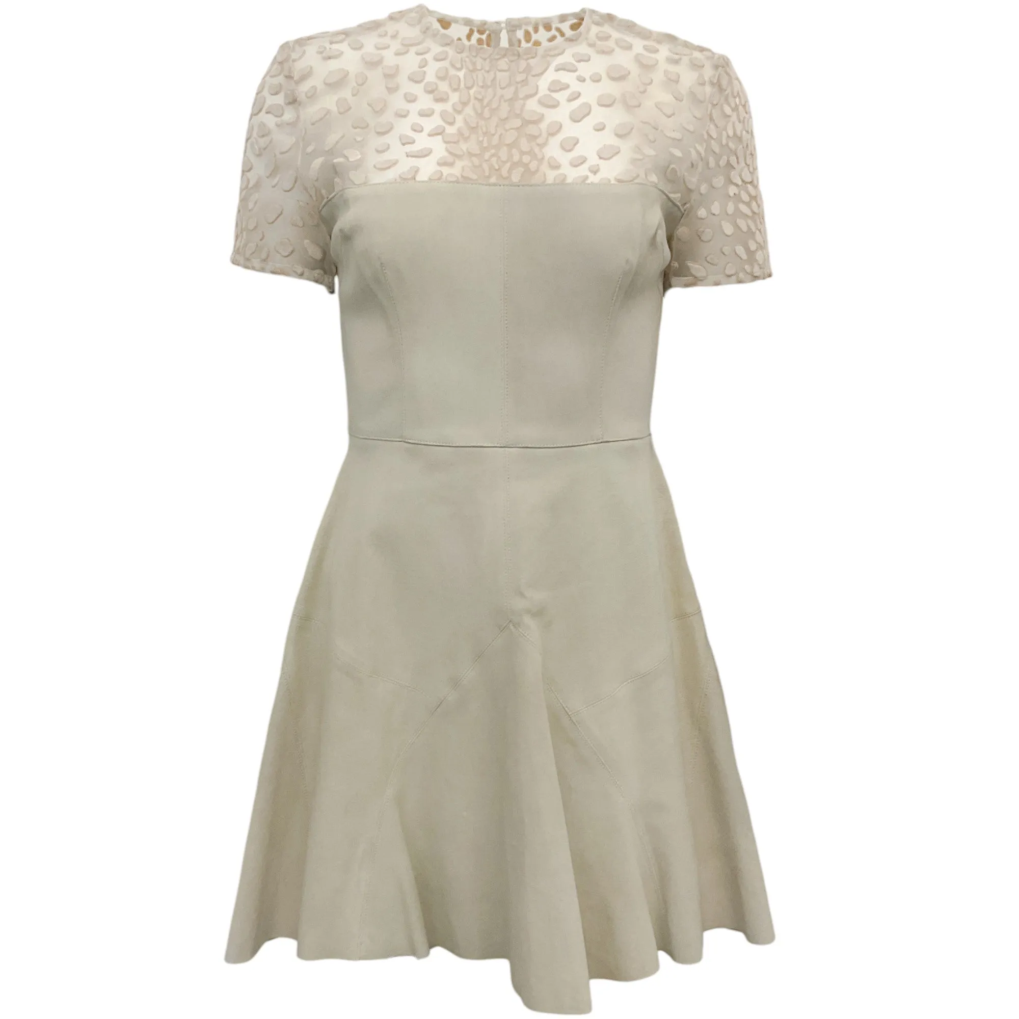 Alex Perry Beige Suede Dress with Mesh and Velvet