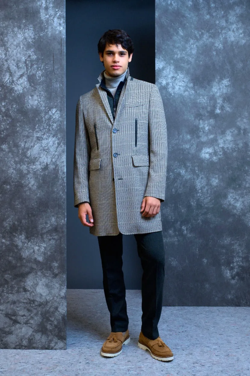 Alexander Coat - Removable Bib - slim - Brown Green Houndstooth