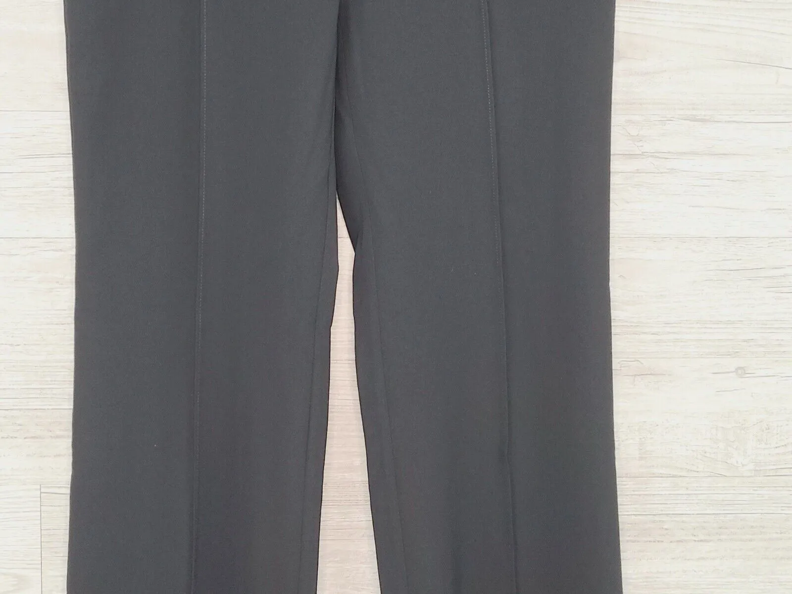 Alfani Women's Deep Black Pleated Tummy Control Trouser Leg Pants Size 4