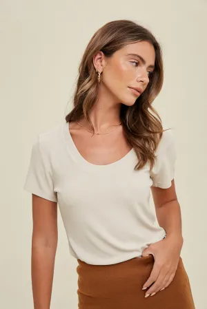 Annie Ribbed Scoop Neck Tee