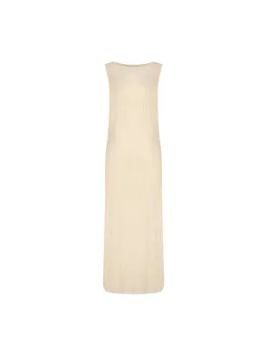 Ariel Mother-of-Pearl Detailed Beige Long Dress