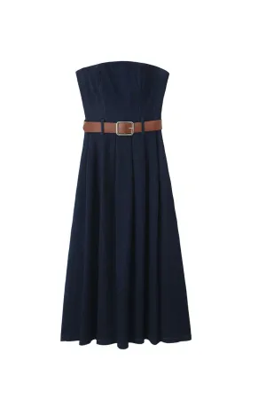 'Aurora'  Denim Strapless Dress & Belt