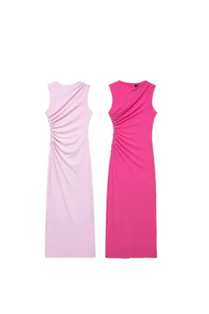 'Aurora'  Pleated Sheath Flute Dress (2 Colors)