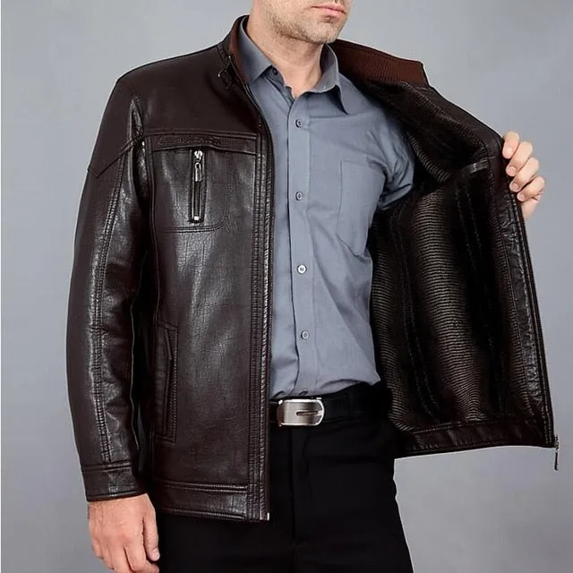 Autumn Middle-aged Men's Leather Jackets