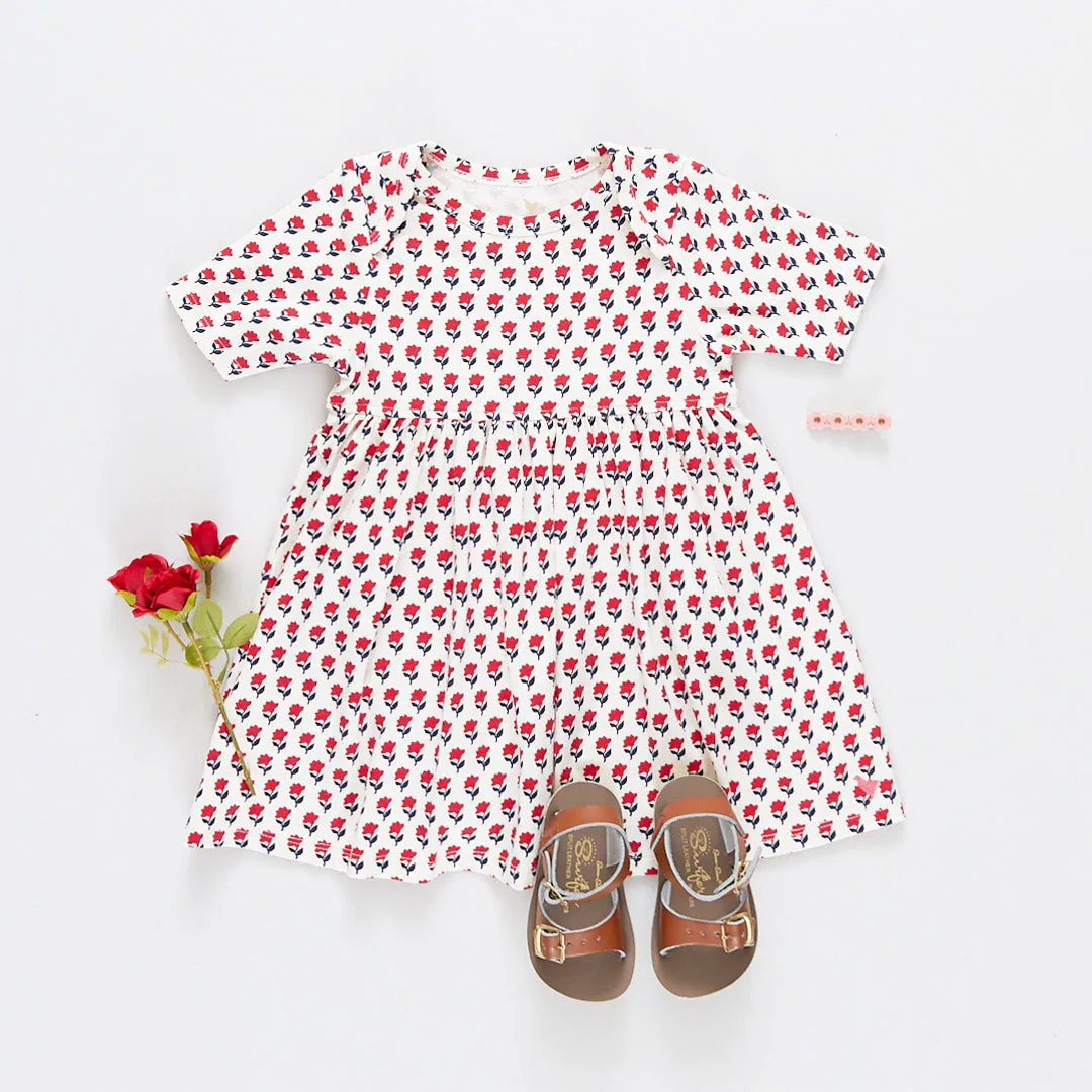 Baby Girls Organic Steph Dress - Tiny Flower