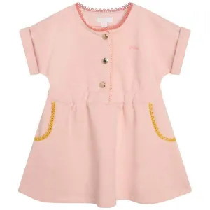 Baby Girls Peach Cotton Logo  Dress