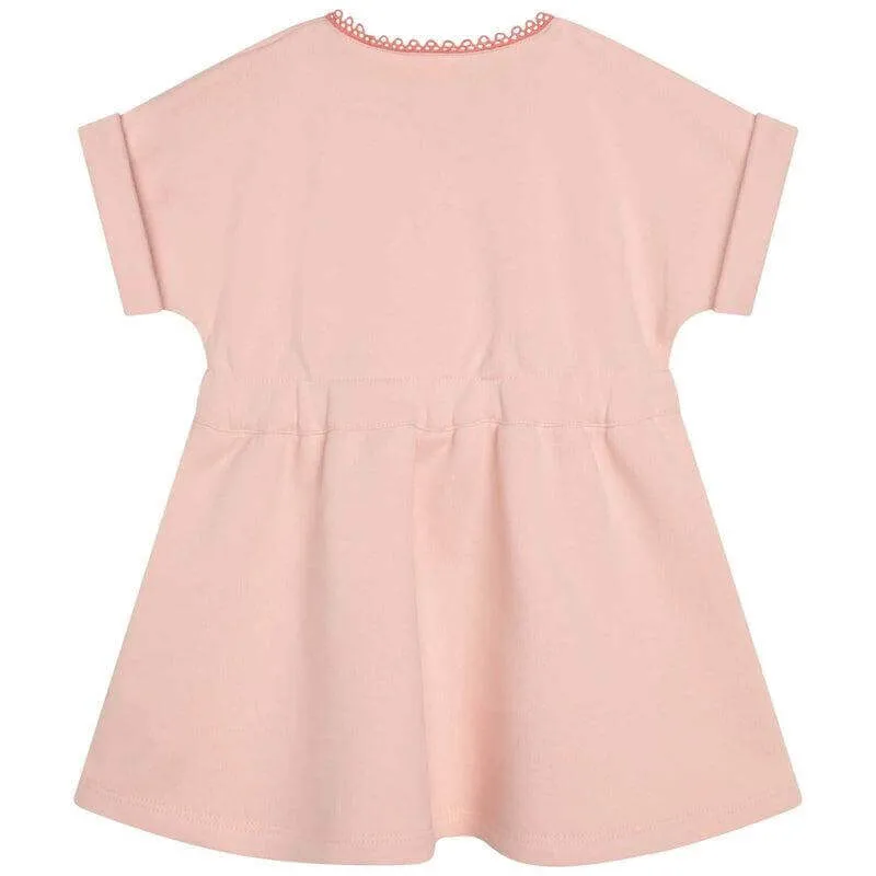 Baby Girls Peach Cotton Logo  Dress