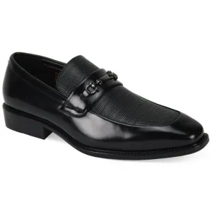 Black Men's Slip On Dress Shoes Silver Buckle