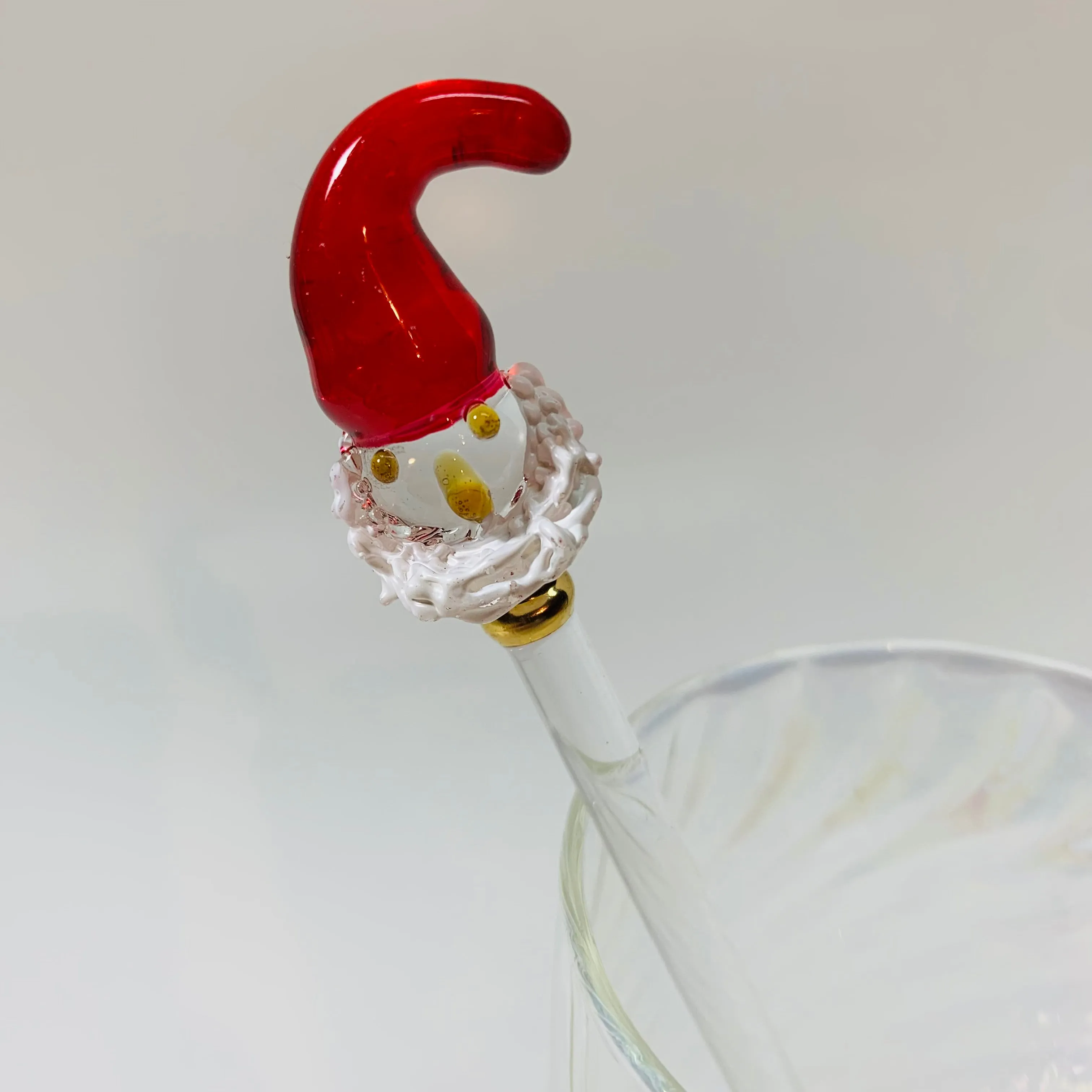 Blown Glass Cocktail Stirrer - Papa Noel