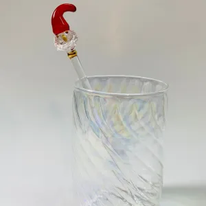 Blown Glass Cocktail Stirrer - Papa Noel