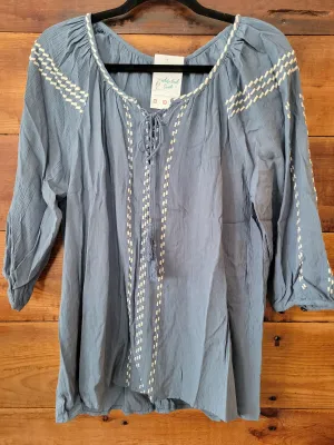 Blue Embroidered Top