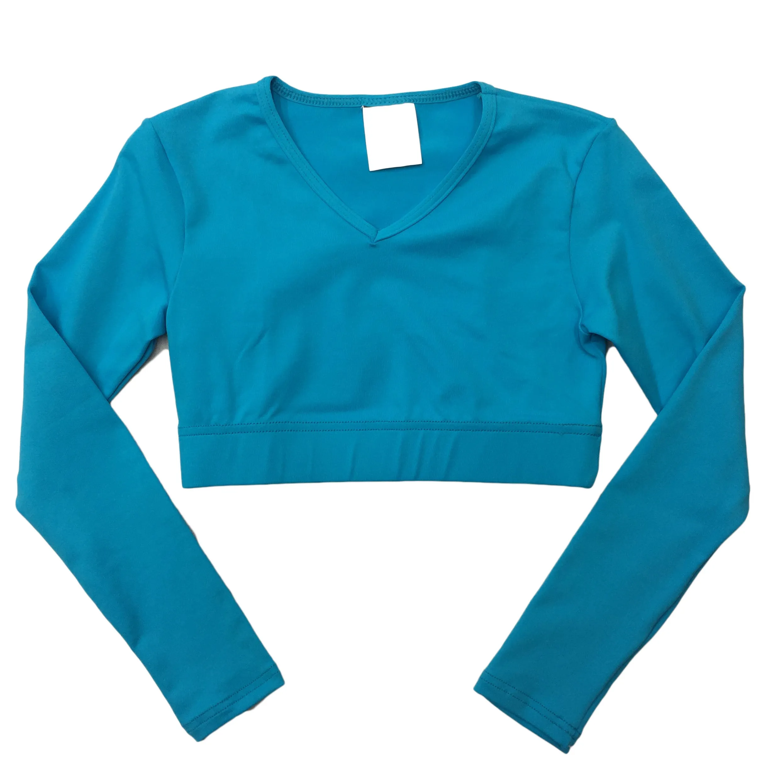 Body Wrappers Girls Long Sleeve V-Neck Midriff Pullover