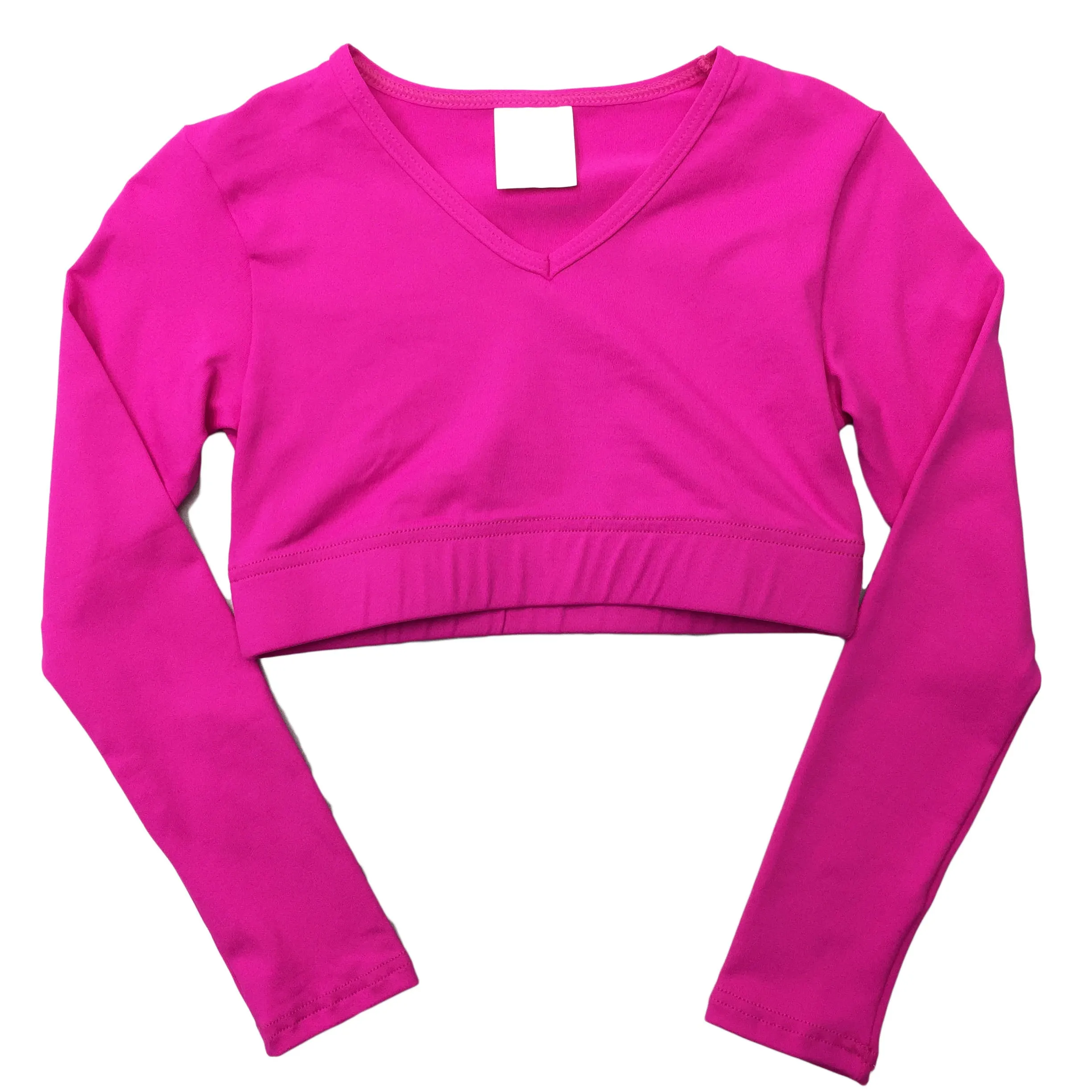 Body Wrappers Girls Long Sleeve V-Neck Midriff Pullover