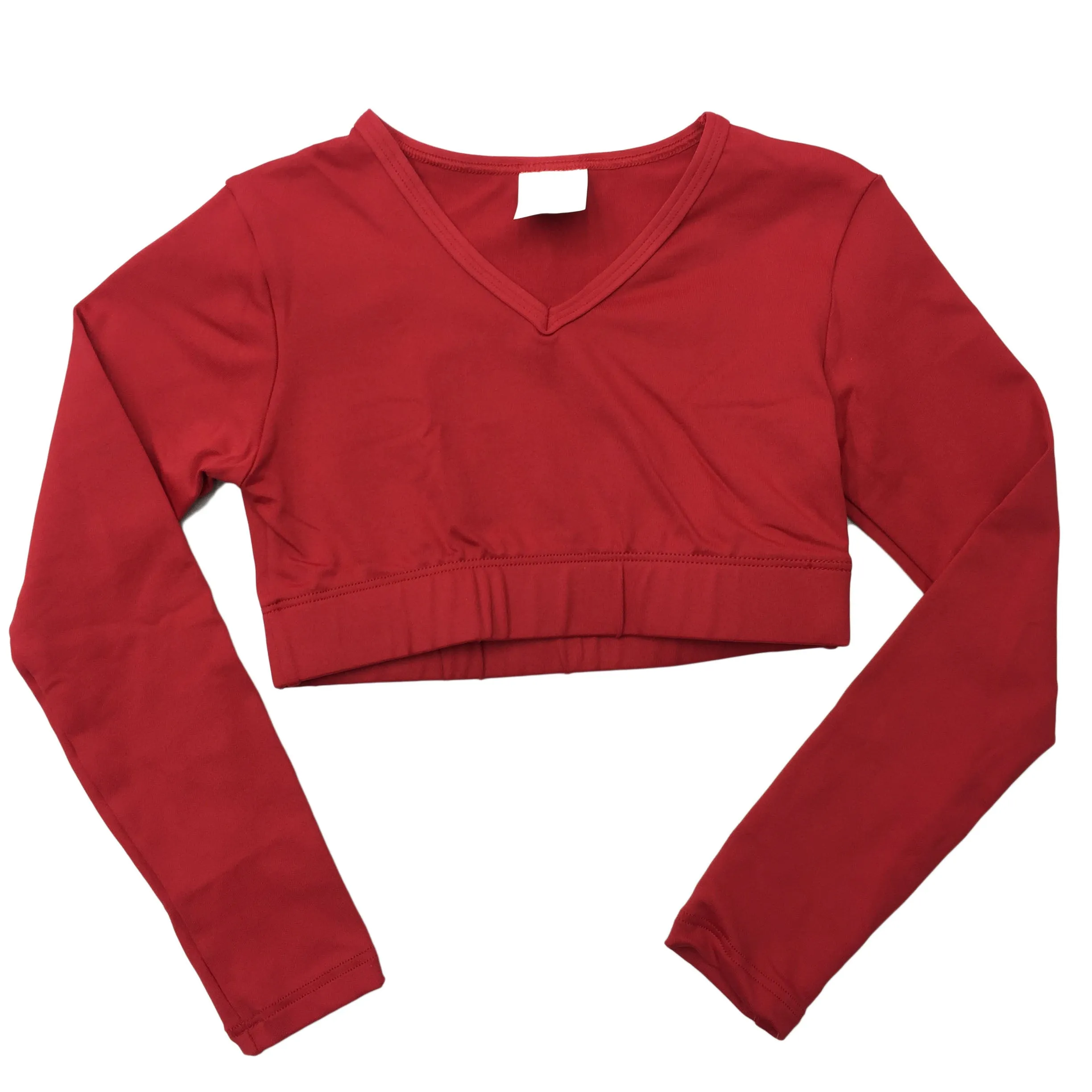 Body Wrappers Girls Long Sleeve V-Neck Midriff Pullover