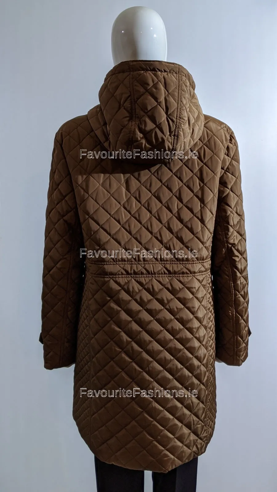 Brown Quilted Hooded Long Coat