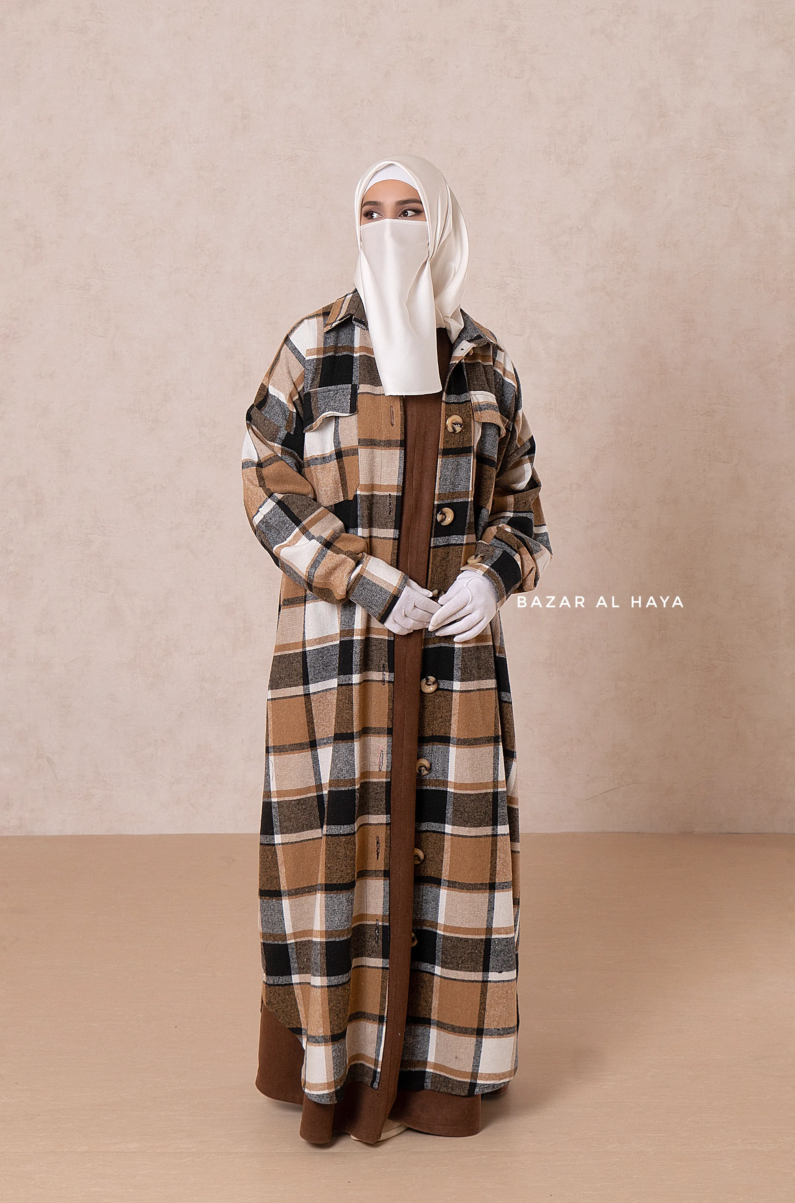 Brown Zada Plaid Shirt Dress In Cotton & Cashmere - Spring/Fall Outfit