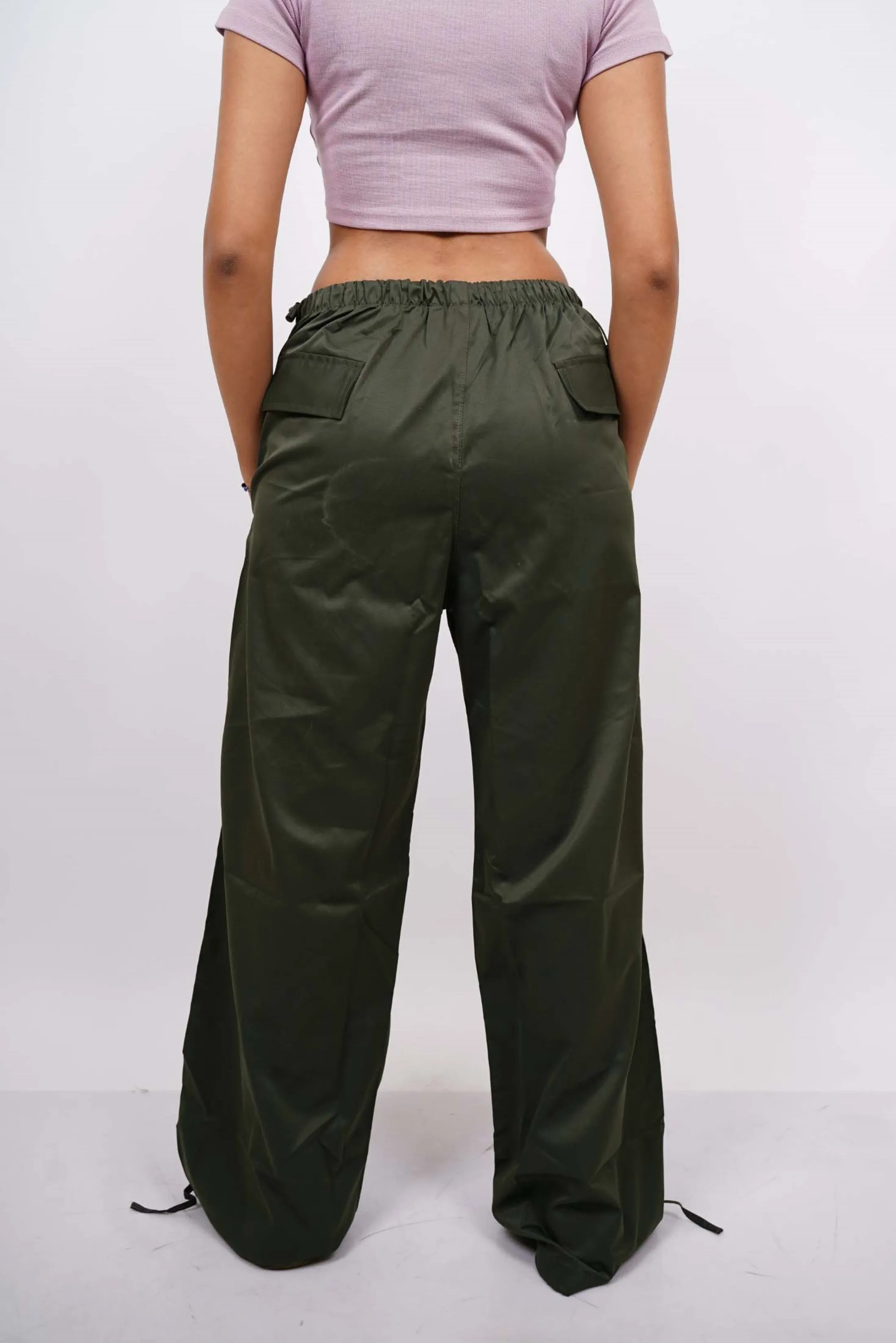 Burger Parachute Pants (Dark Olive Grey) For Women