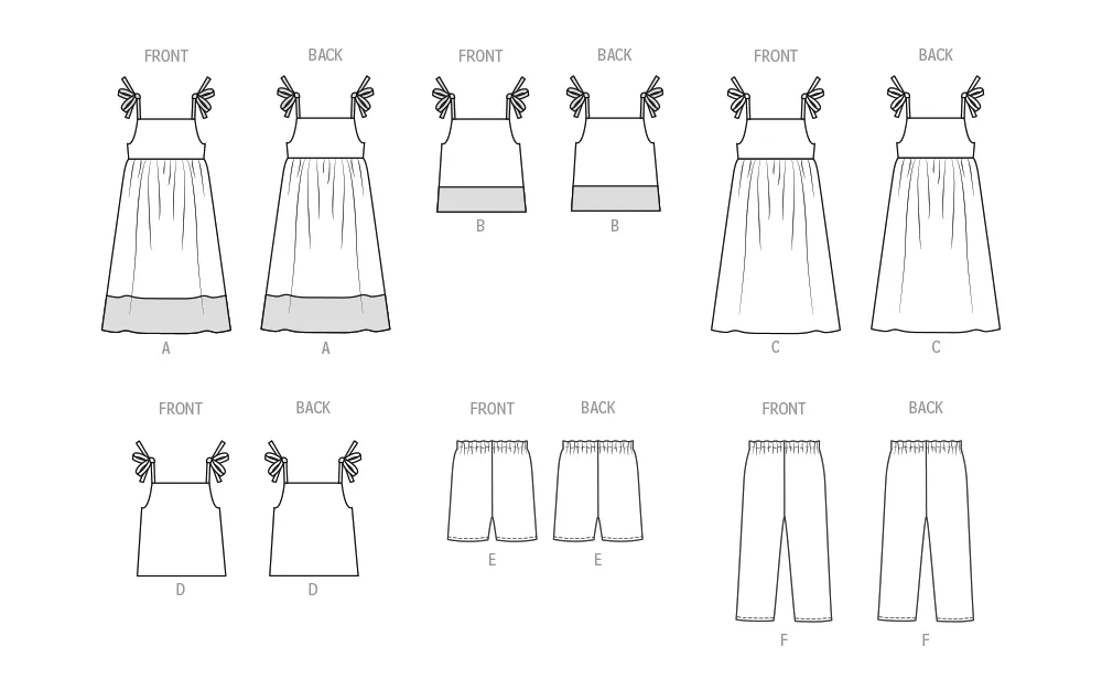 Butterick Pattern B6952 Children's Dresses, Tops, Shorts and Pants