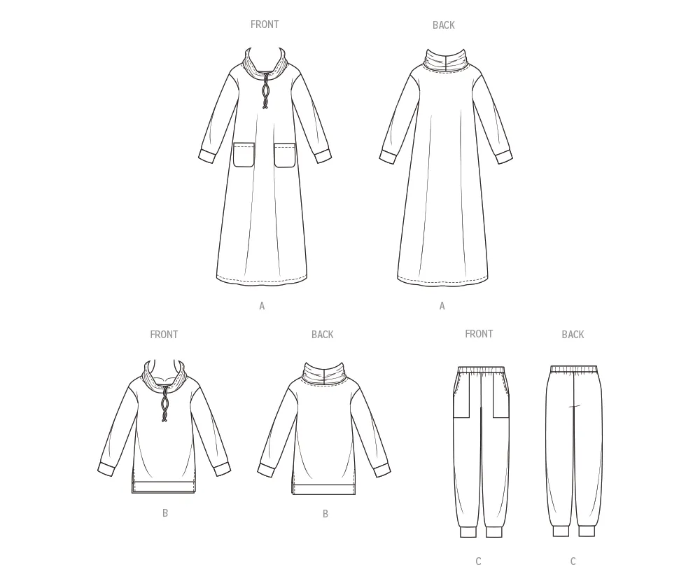 Butterick sewing pattern B7014 Misses' / Women's Lounge Dress, Top and Pants