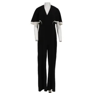 Cape Overlay Jumpsuit US 12 Black White Romper Wide Leg