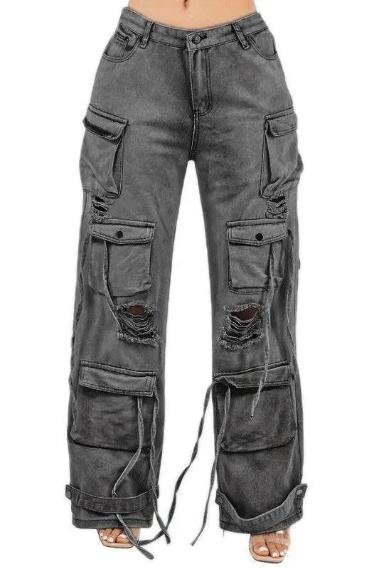 Cargo Style Denim Style Denim Pants