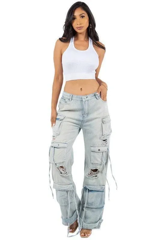 Cargo Style Denim Style Denim Pants