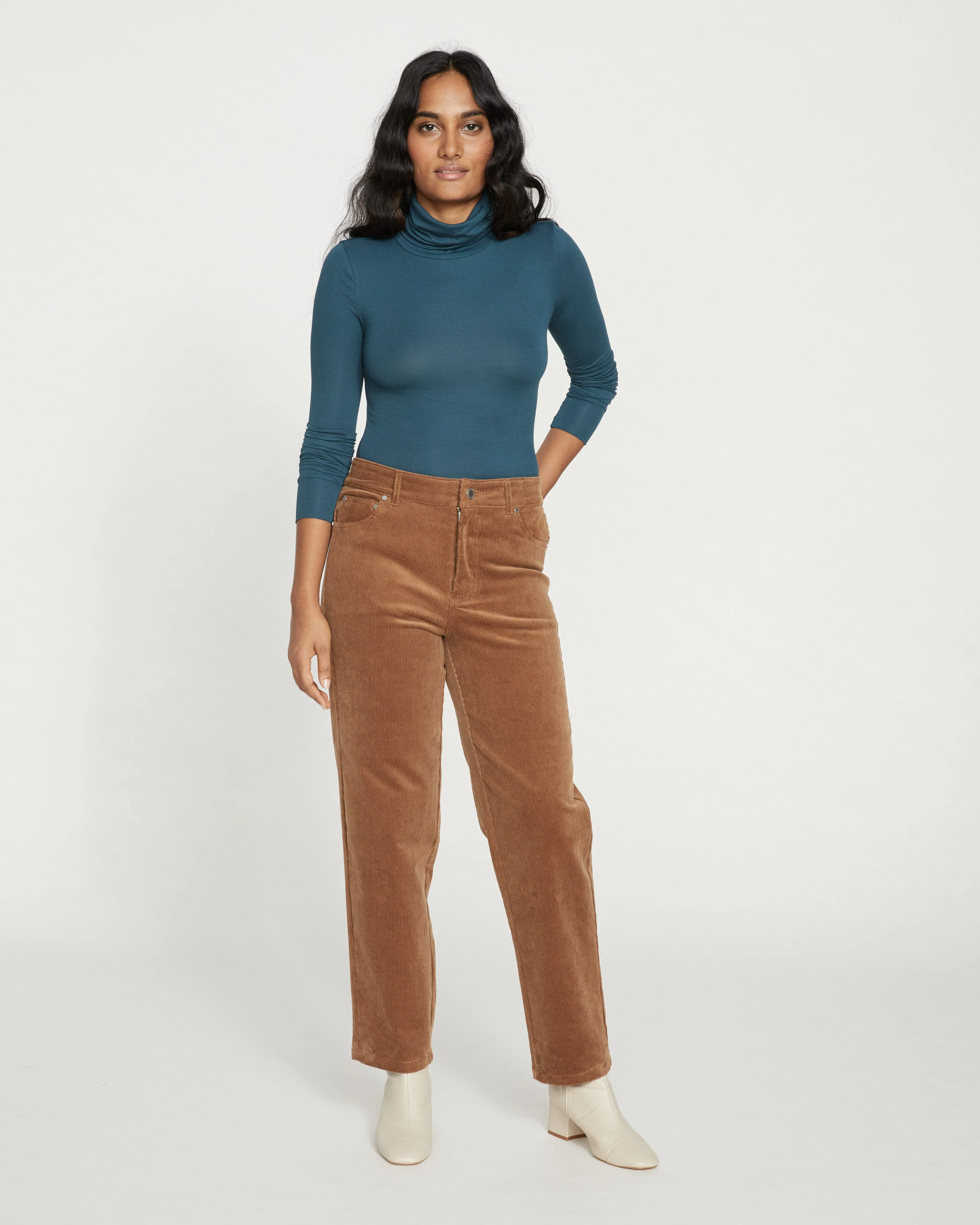 Cassidy High Rise Straight Corduroy Pants - Foie Gras