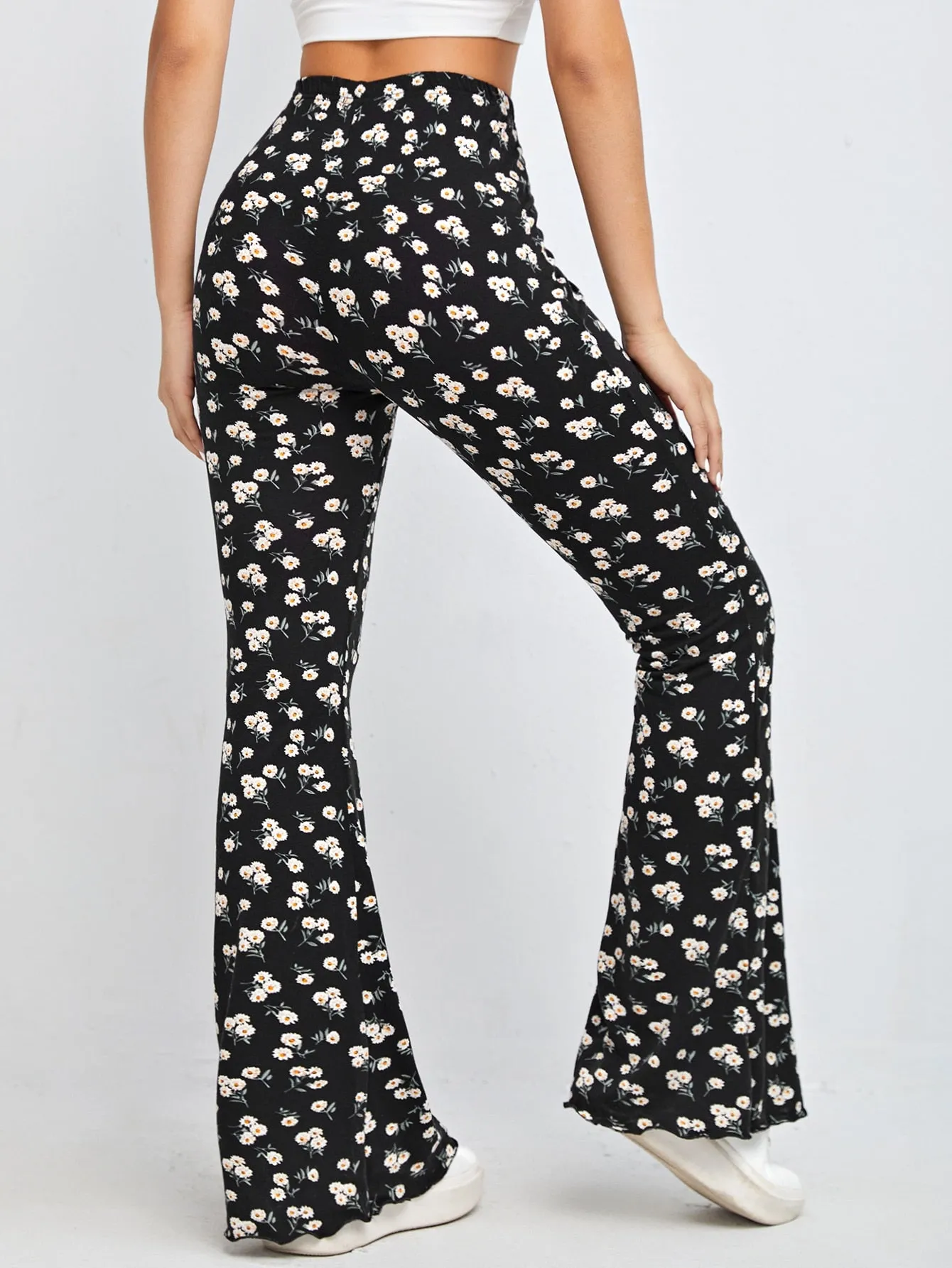 Casual Ditsy Floral High Waist Long Women Pants