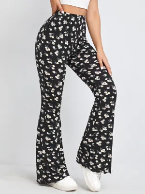 Casual Ditsy Floral High Waist Long Women Pants