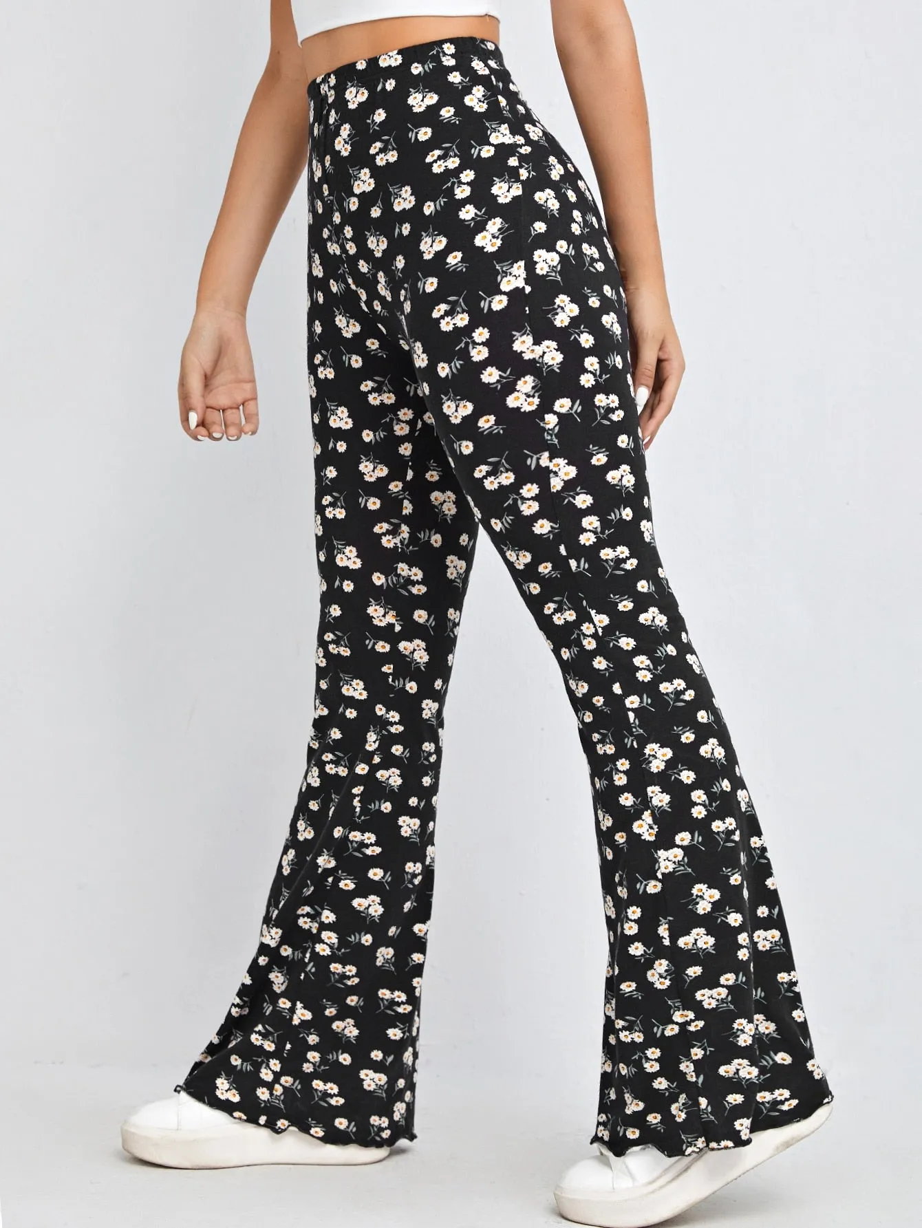 Casual Ditsy Floral High Waist Long Women Pants