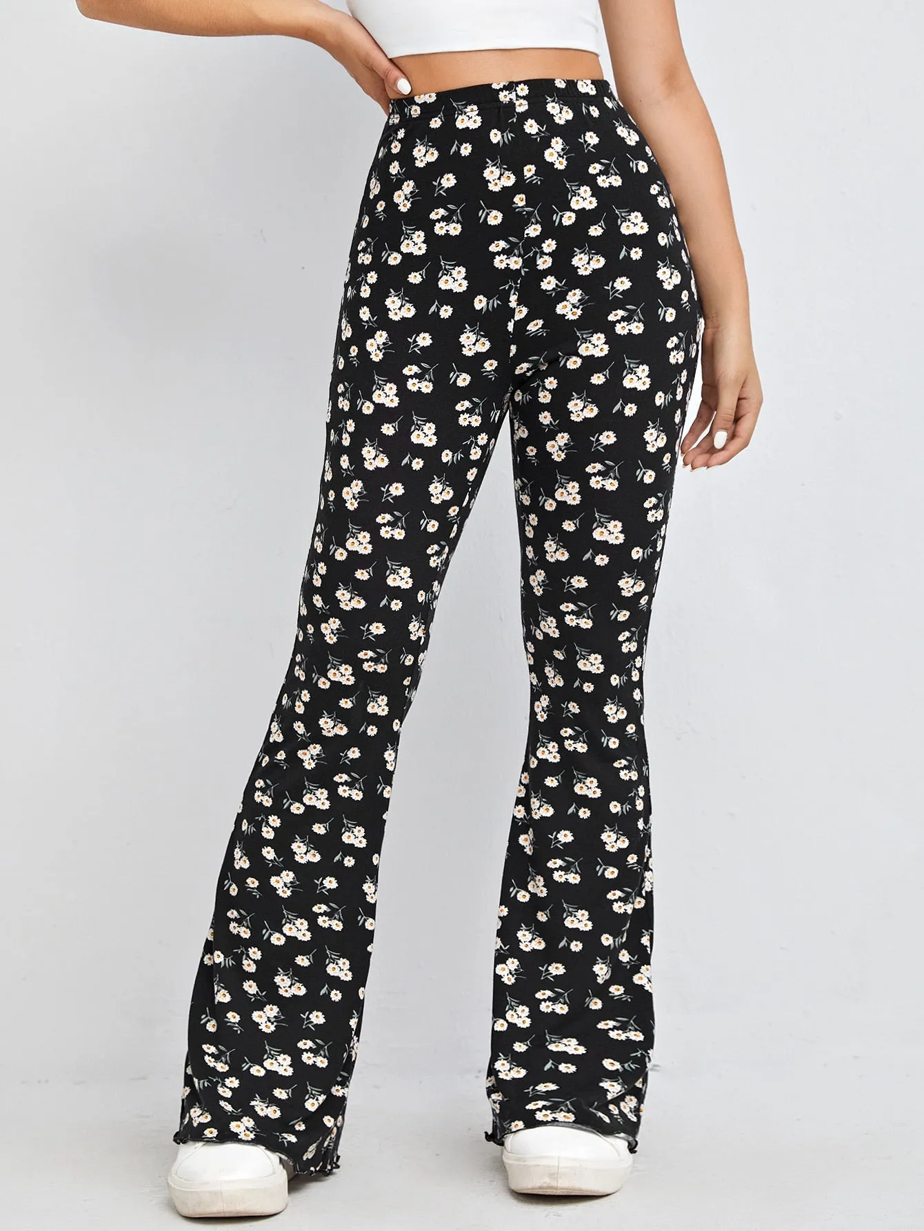 Casual Ditsy Floral High Waist Long Women Pants