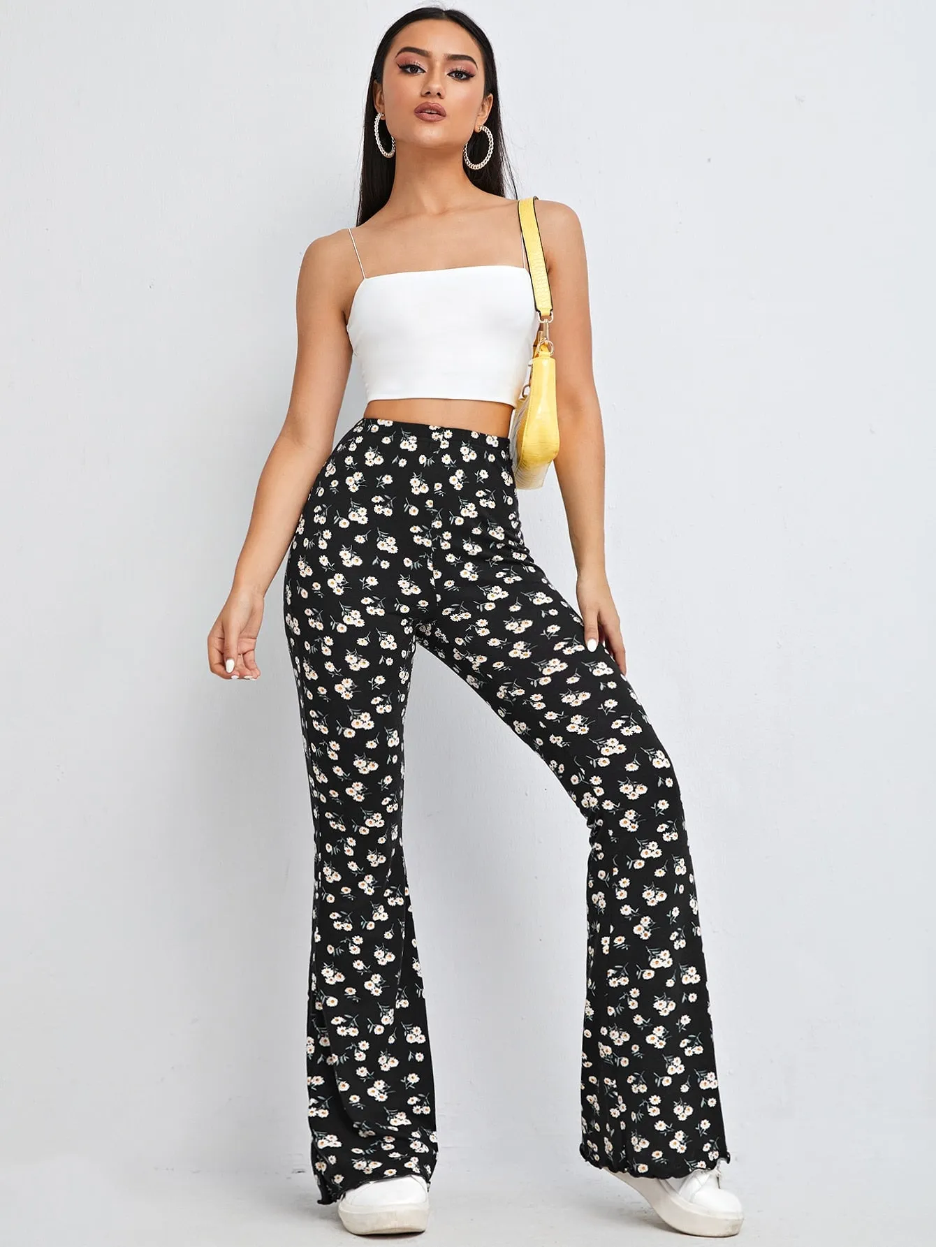 Casual Ditsy Floral High Waist Long Women Pants