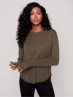 Charlie B - Crew Neck Drop Shoulder Sweater - Spruce