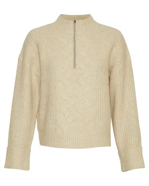 Chastine Peggy M Zip Pullover - Oatmeal Melange