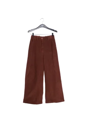 Chestnut brown cotton-corduroy belted pants