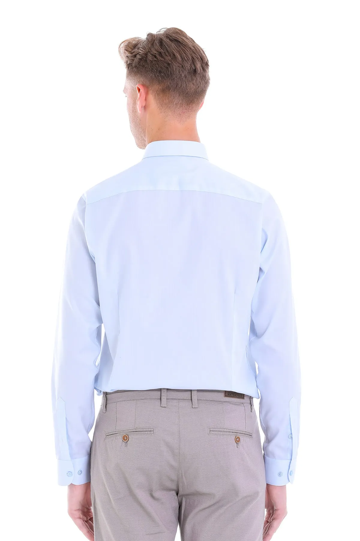 Classic Fit Long Sleeve Cotton Light Blue Dress Shirt