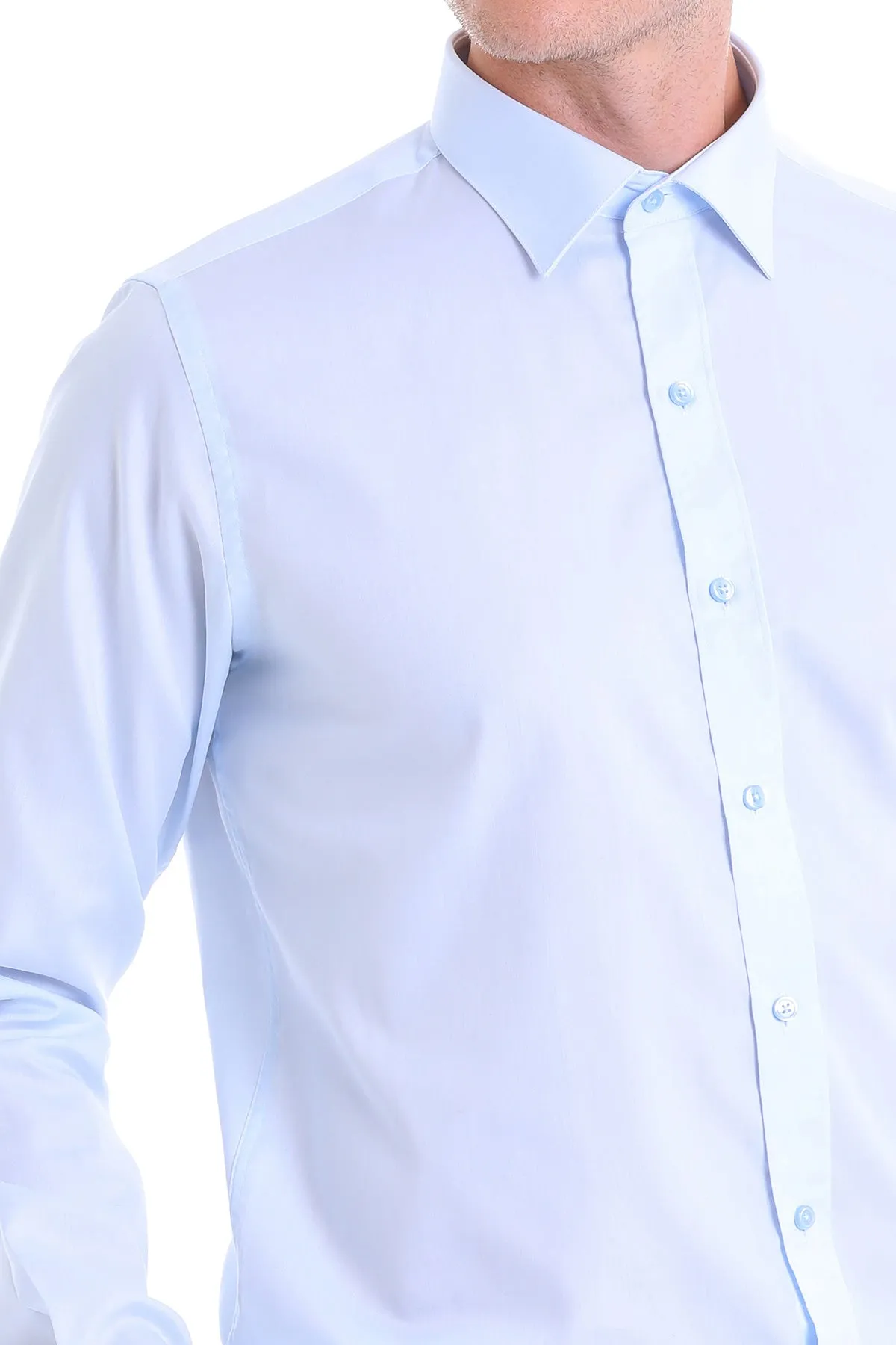 Classic Fit Long Sleeve Cotton Light Blue Dress Shirt