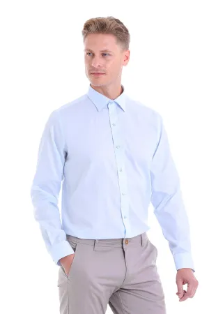 Classic Fit Long Sleeve Cotton Light Blue Dress Shirt