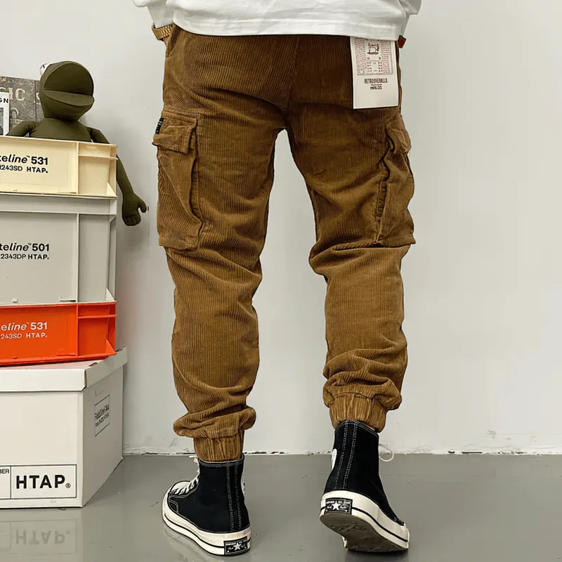 CLEARANCE of Casual Corduroy Cargo Pants in Two Colors / Stylish Male Trousers - US