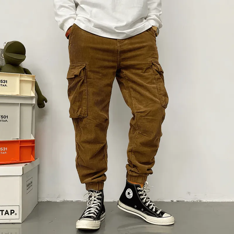 CLEARANCE of Casual Corduroy Cargo Pants in Two Colors / Stylish Male Trousers - US