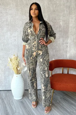 Come Alive Cargo Long Sleeve Jumpsuit