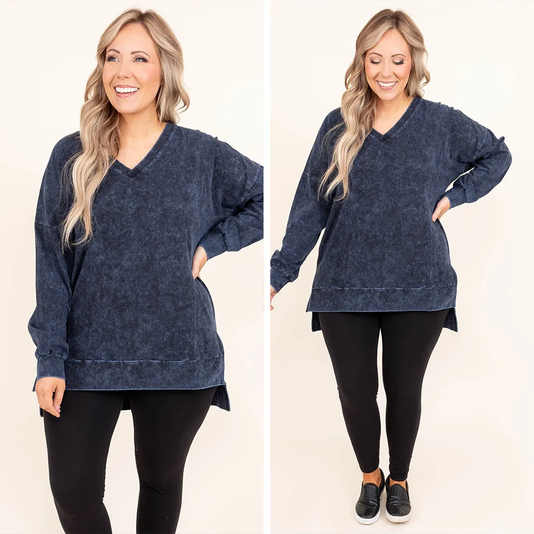 Come On Over Pullover, Blue Gray Mineral Wash