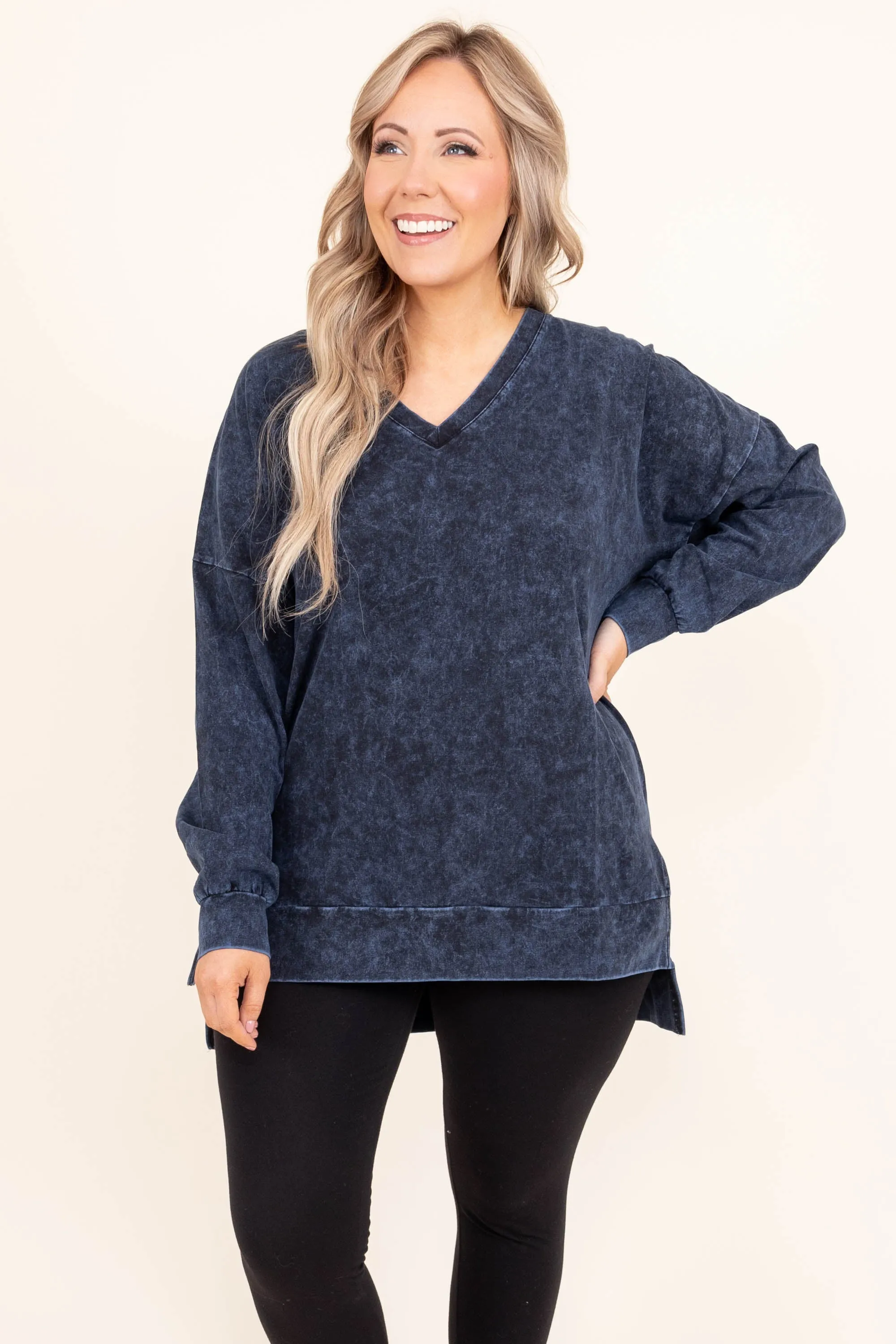 Come On Over Pullover, Blue Gray Mineral Wash