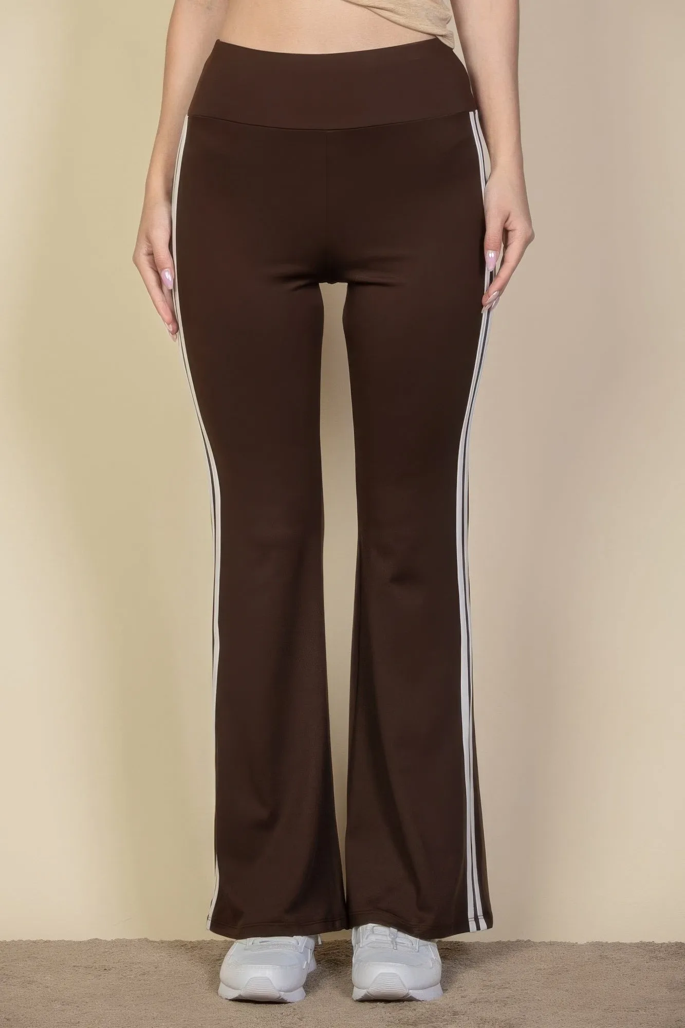 Contrast Side Stripe Flare Pants